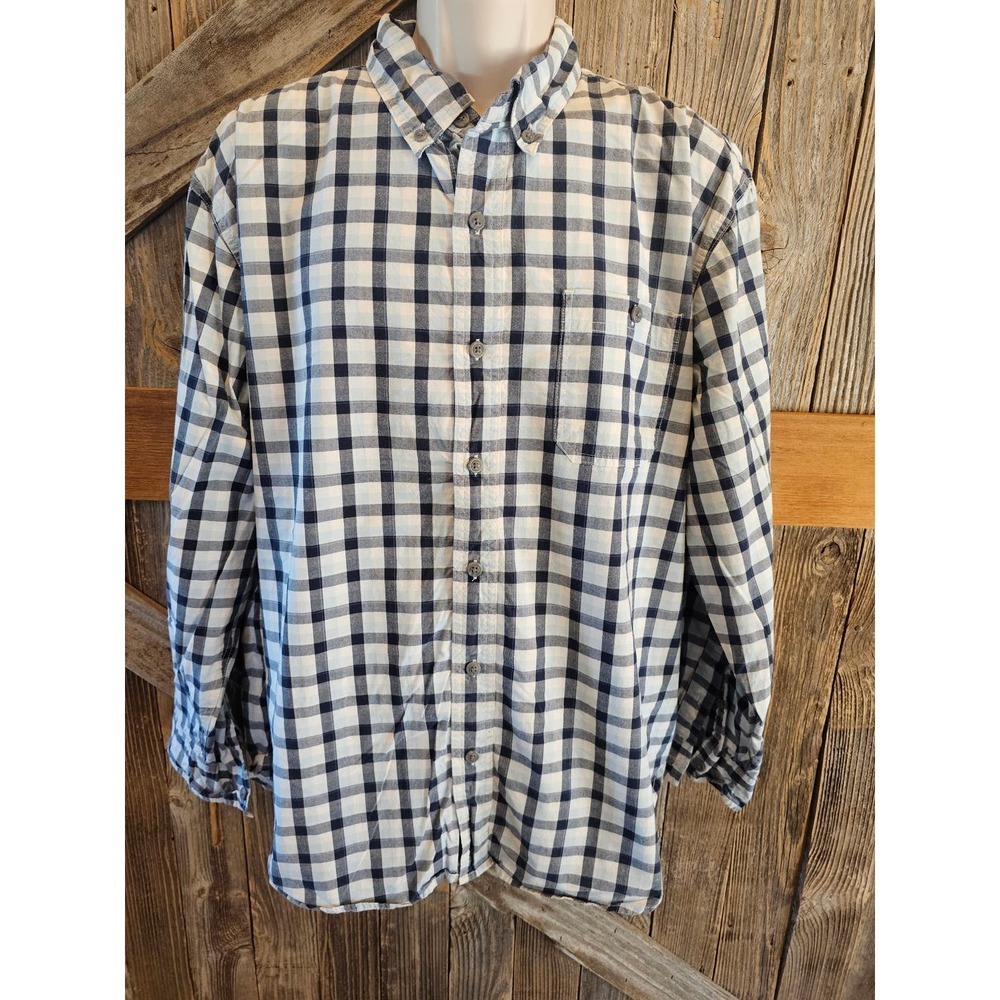 Schmidt workwear size XL Blue plaid long sleeve button down shirt EUC ^